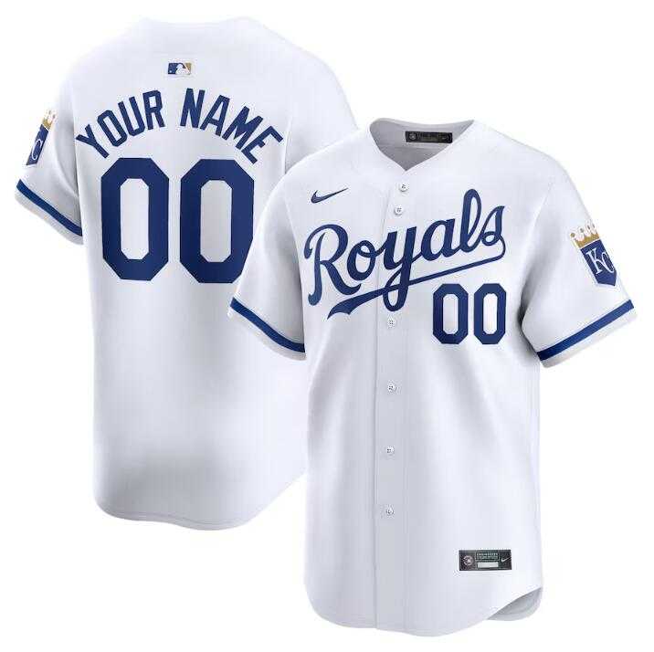 Mens Kansas City Royals Active Player Custom White 2024 Home Limited Stitched Baseball Jersey->->Custom Jersey